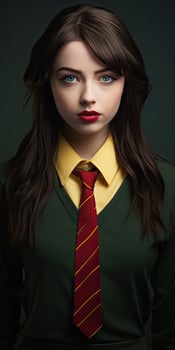 Serious young woman in school uniform photo