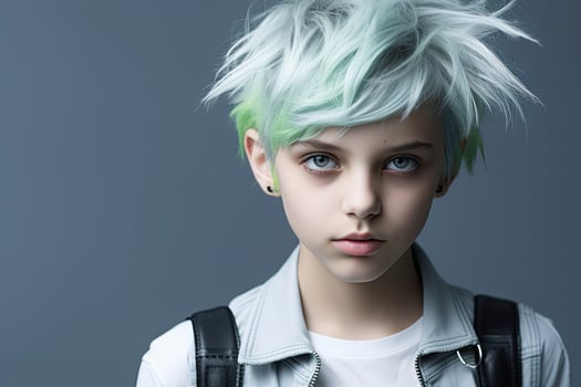 Stylish young person with vibrant dyed hair photo