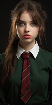 Serious young woman in school uniform photo