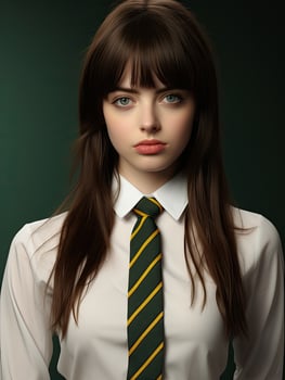 Serious young woman in school uniform photo