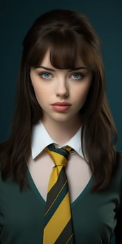 Serious young woman in school uniform photo