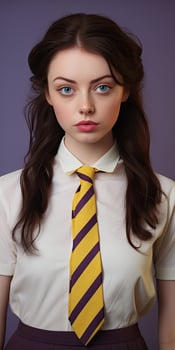 Serious young woman in school uniform photo