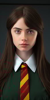 serious young woman in school uniform photo