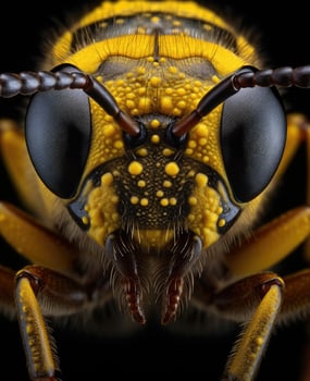 Extreme close up of a vibrant yellow and black insect photo