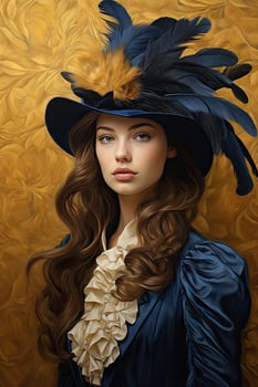 elegant woman in ornate hat with feathers photo