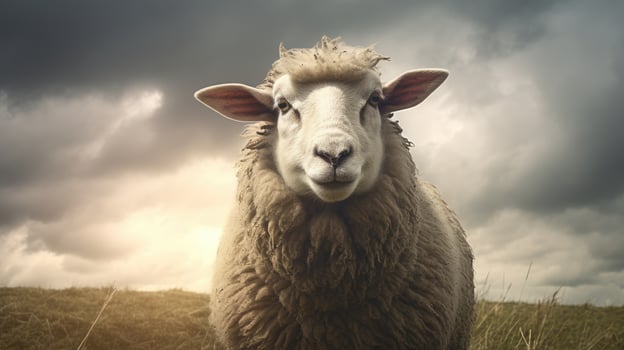 Curious sheep in a field photo