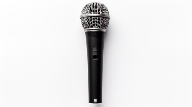 black and white microphone on plain background photo