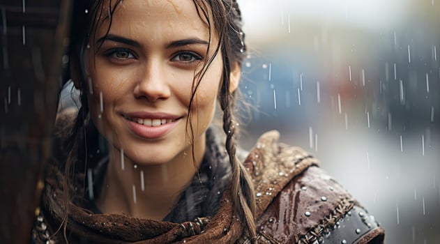 Smiling woman in winter clothing photo