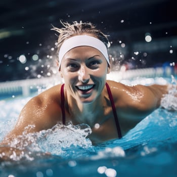 Smiling swimmer enjoying the water photo