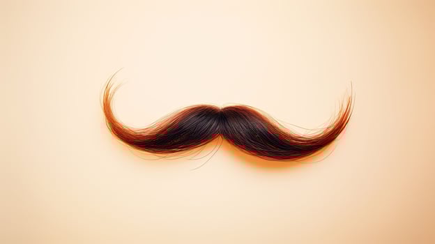 Stylish handlebar mustache on beige background photo