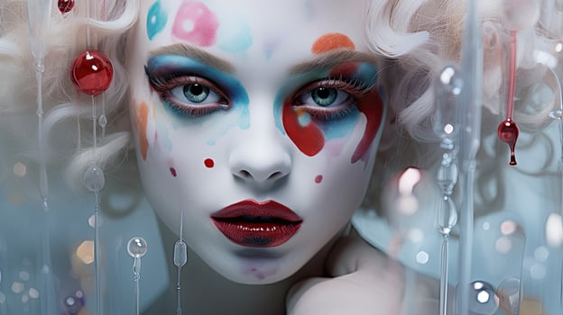 Artistic portrait of a person with colorful makeup photo