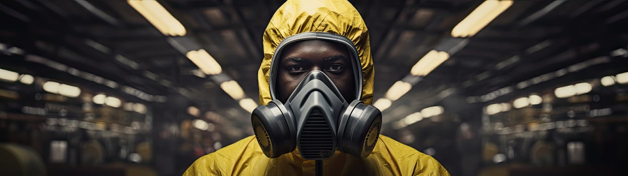 person in protective hazmat suit photo