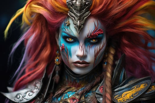 Colorful fantasy makeup portrait photo