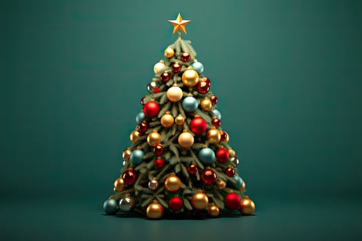 Festive christmas tree decorated with ornaments photo