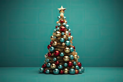Festive christmas tree with colorful ornaments photo
