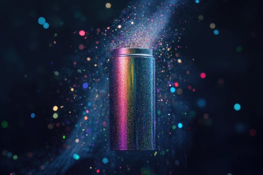 Glittery Cylinder Exploding Rainbow Confetti photo