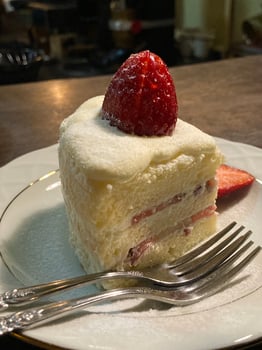 A delicious strawberry cake. photo