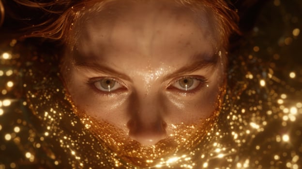 Sparkling golden face close up photo