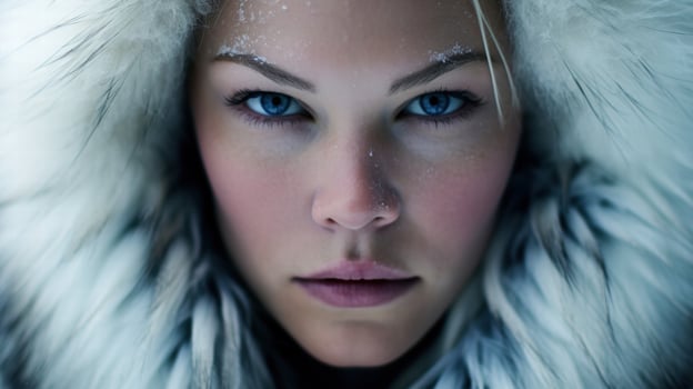 striking blue eyed woman with icy blonde hair photo