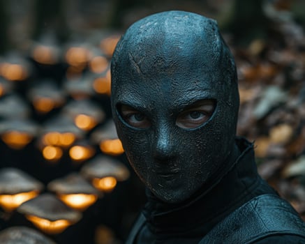 Mysterious masked figure in the dark photo