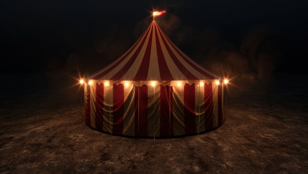 Illuminated circus tent in the night photo