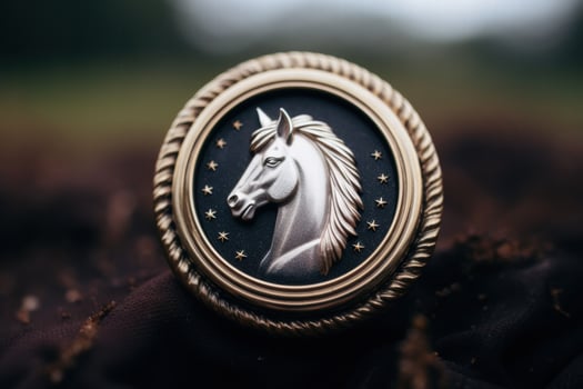Ornate horse head coin or medallion photo