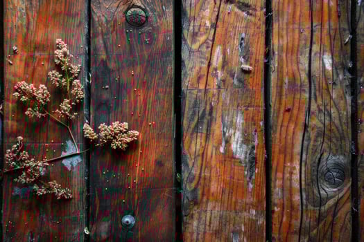 Rustic wooden background with flowers photo