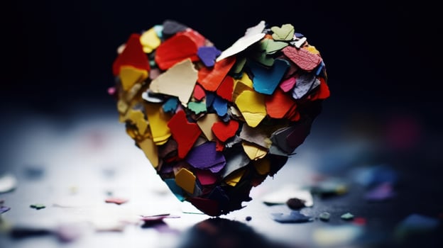 Colorful heart shaped mosaic sculpture photo