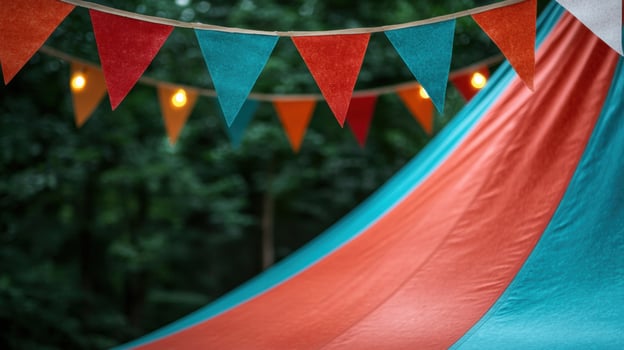 Colorful party decorations in the evening photo