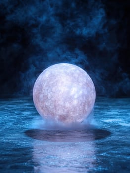 Glowing moon rising over the ocean photo
