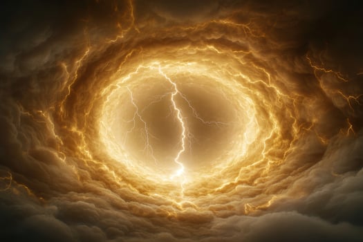 Dramatic stormy sky with powerful lightning photo