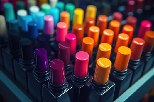 Colorful Lipstick Collection In Black Cases photo