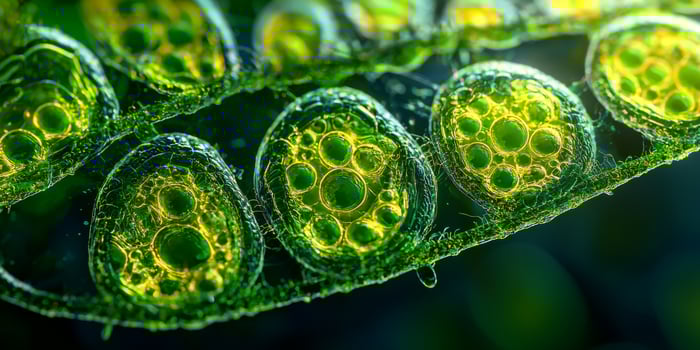 Microscopic Chloroplast Granum Thylakoids High Resolution Cellular Structure Image photo