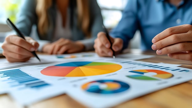 Futuristic investment analysis 2025, financial charts, interactive data board, global trends, photo