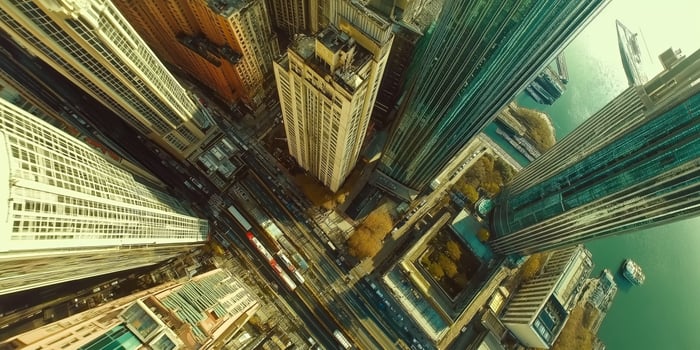 Aerial view of skyscrapers in chicago, il photo