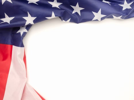Top view of the American flag on a white background photo