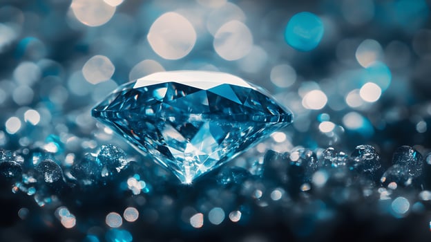 A blue diamond is on a blue surface photo
