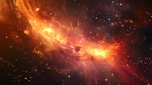 A bright orange galaxy with many stars photo
