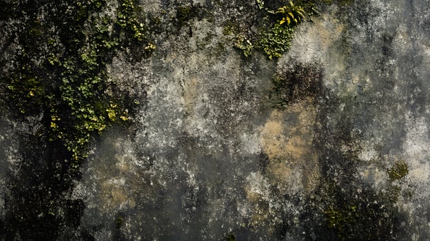 A blurry image of a wall with green moss growing on it photo