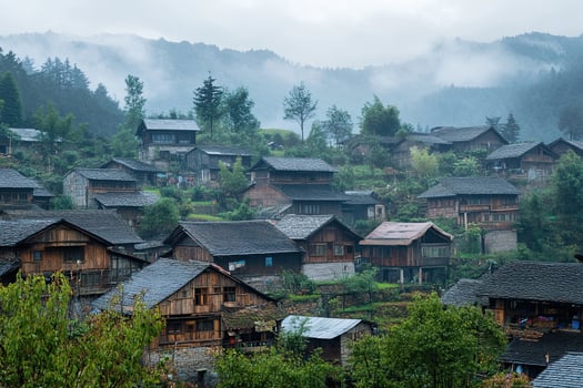 A village in the mountains photo