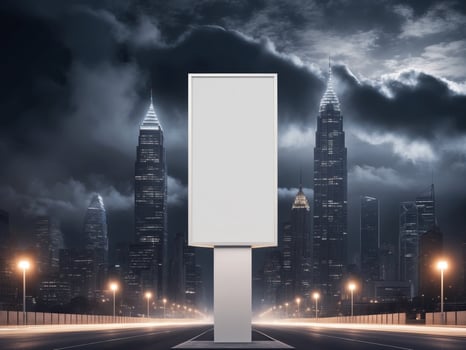 An empty billboard on the road at night photo