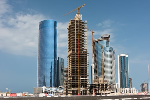 Abu Dhabi new district with skyscrapers construction photo