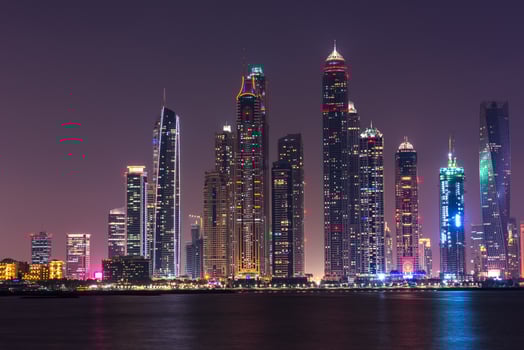 Night cityscape of Dubai city, UAE photo