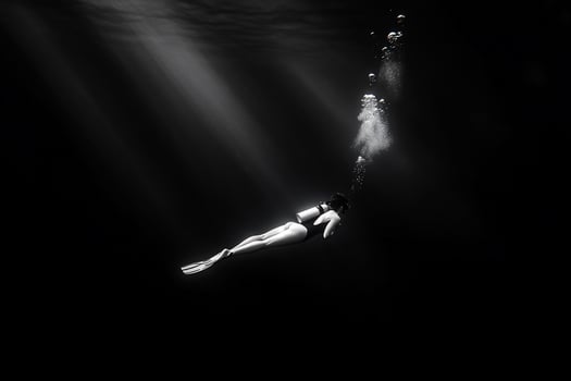 A person swimming under the surface of the water photo