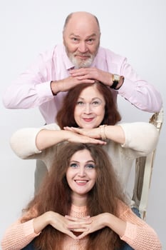 A family portrait of elderly parents photo