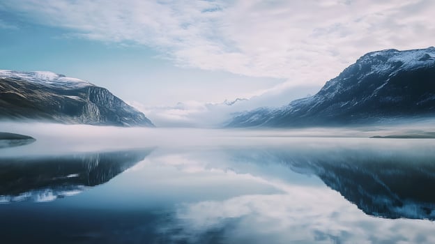 A beautiful mountain range with a lake in the foreground photo