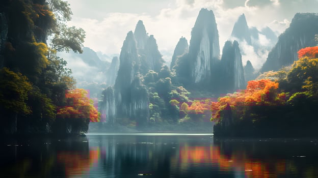 A beautiful mountain range with a lake in the foreground photo