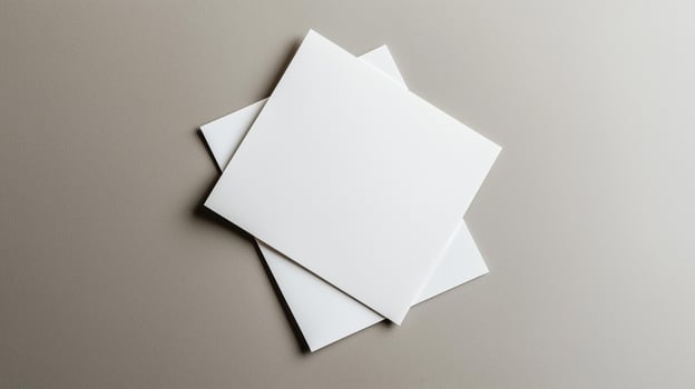 Blank paper sheets for brochures on grey background mock-up photo