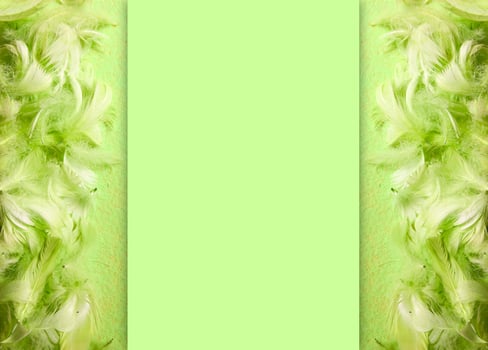 Easter composition with traditional decor of green feathers photo
