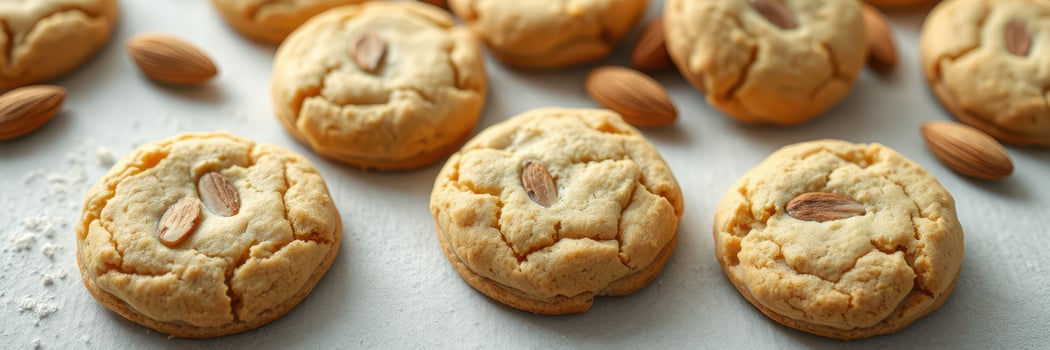 Deliciously baked almond cookies arranged on a table ready for tasting in a cozy kitchen setting photo